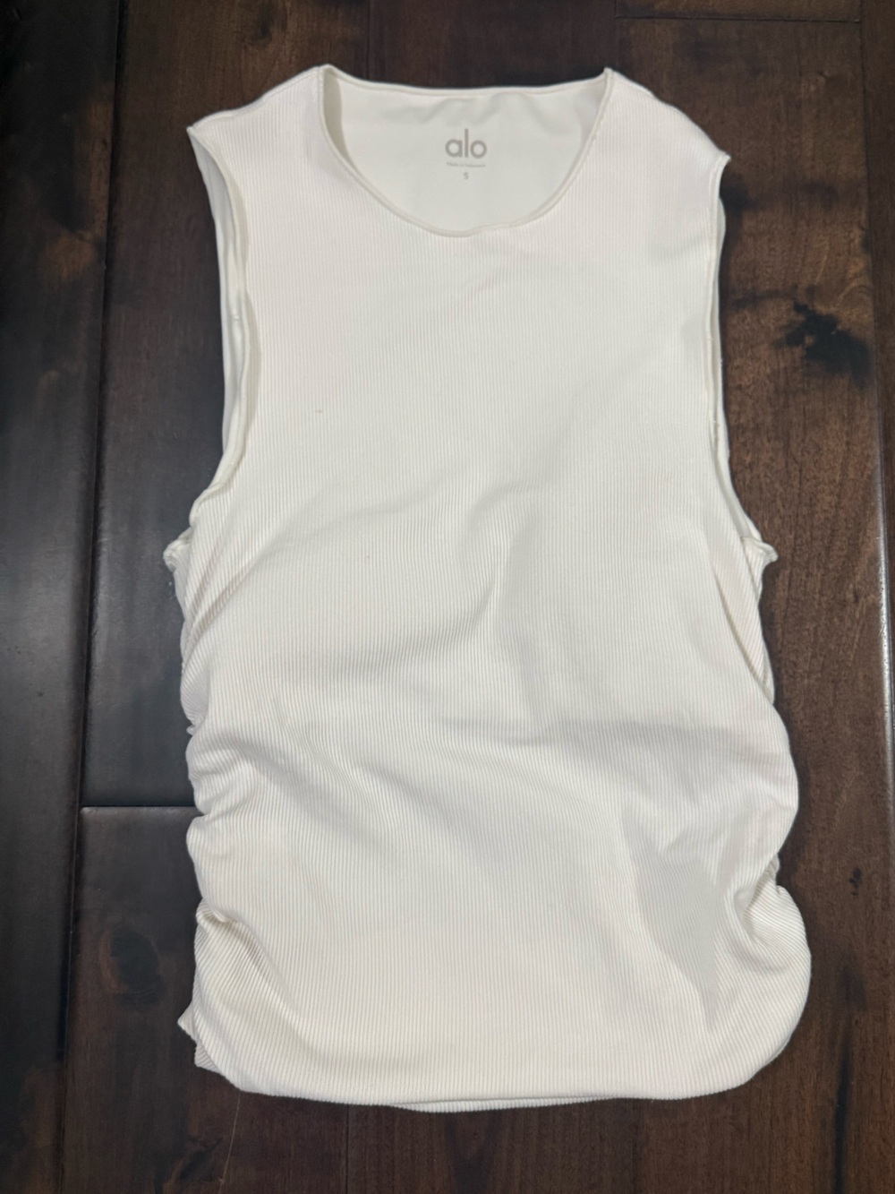 ALO Yoga White Ribbed Muscle Tank